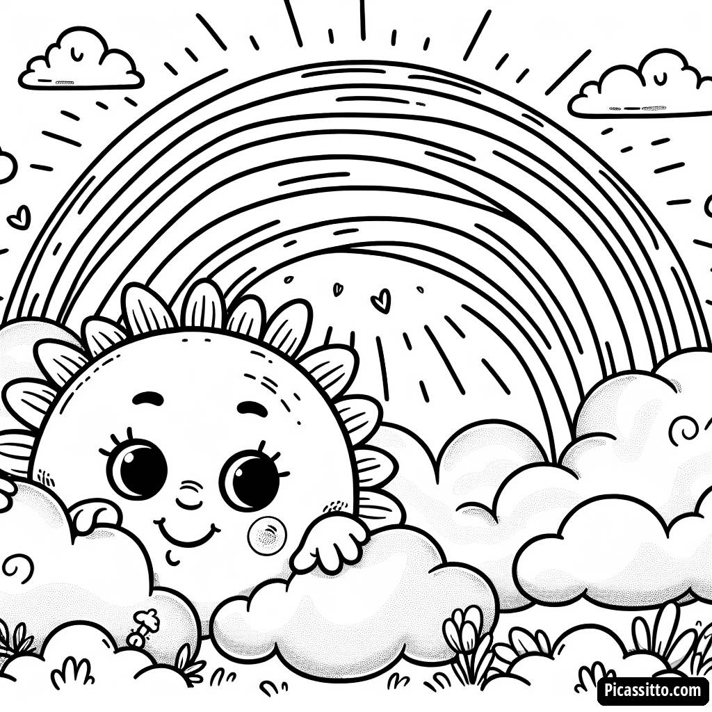 Malvorlage mit Lächelnder Sonne