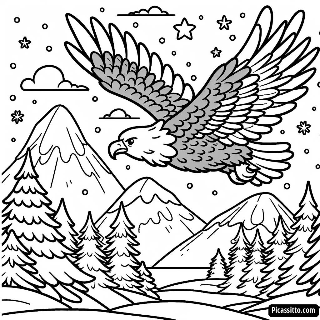 Página para Colorir da Águia Planando
