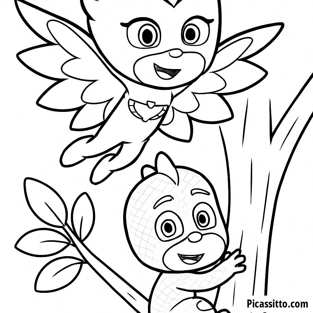 Volando con Owlette: Página para Colorear Gratis