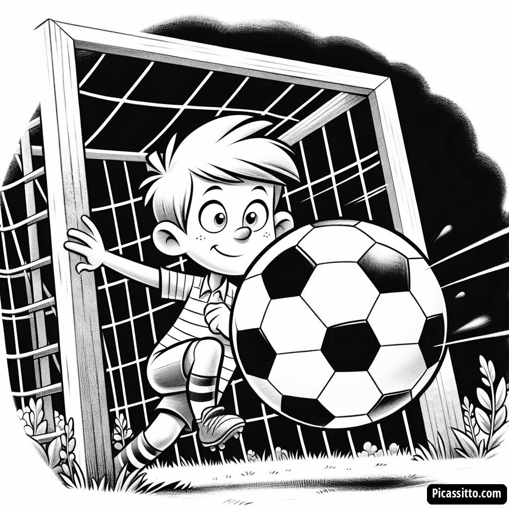 Футболист, Забивающий Гол - Бесплатная Раскраска