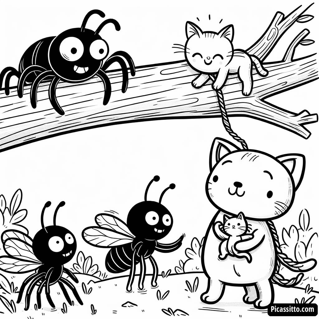 Человек-Паук и Друзья Спасают Котенка - Раскраска Бесплатно