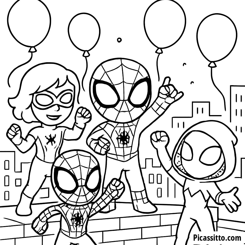 Spider-Man und Freunde: Feier auf dem Dach Malvorlage