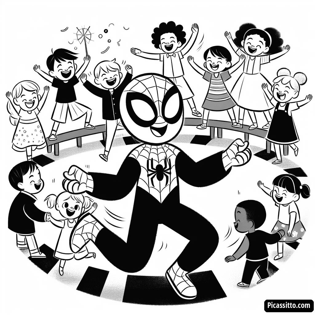 Раскраска Человека-Паука Танцующего