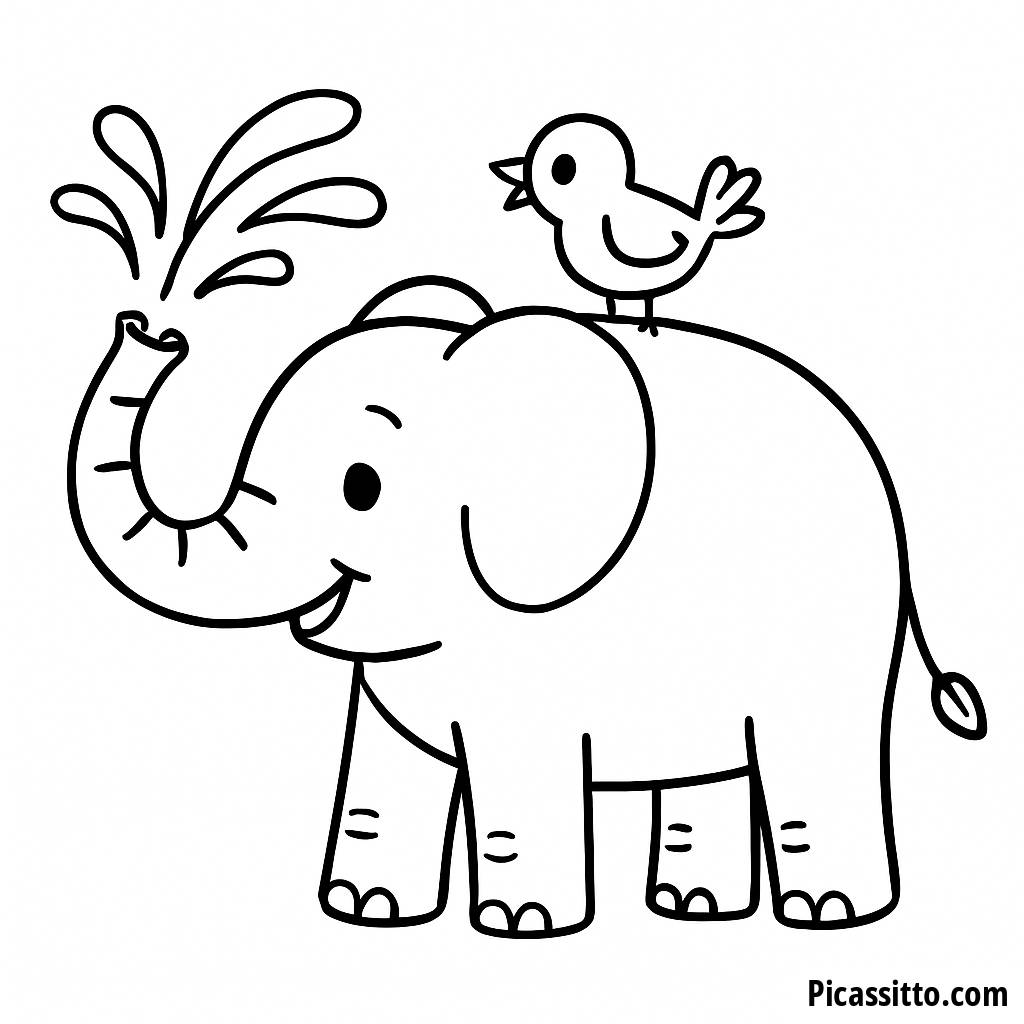 Pagina da Colorare Elefante Schizzante