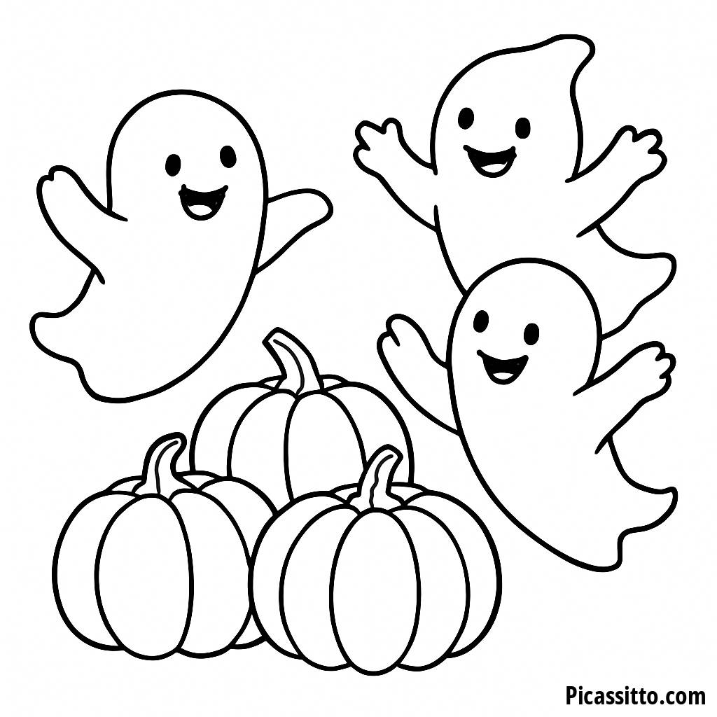 Página para Colorear Fantasmas Juguetones
