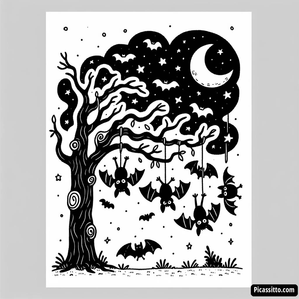 Gruselige Fledermäuse Malvorlage