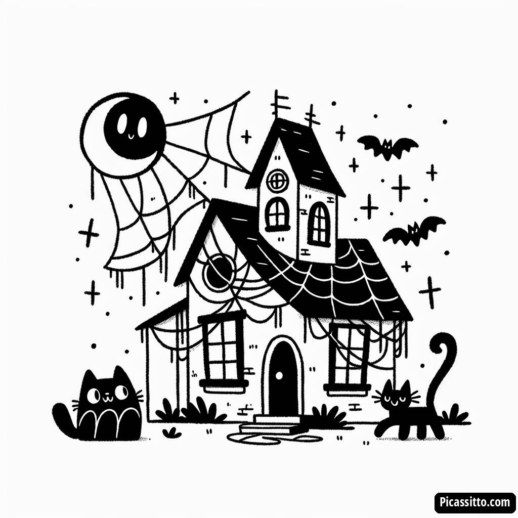 Gruselige Geisterhaus Ausmalbild