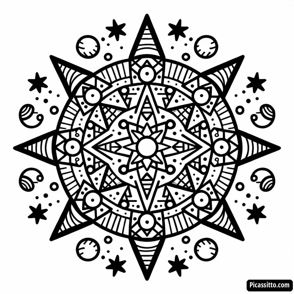 Pagina da Colorare Mandala Stella