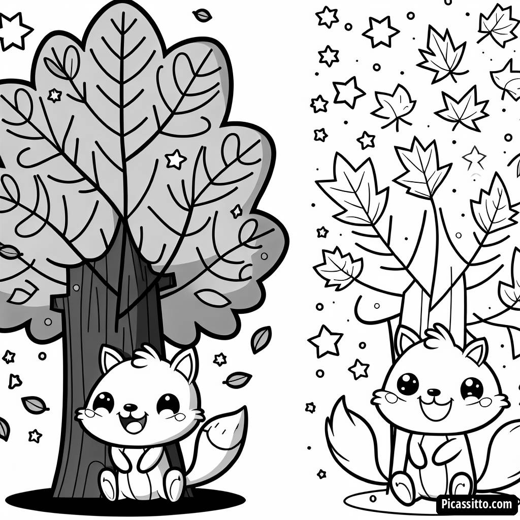 Ausmalbild des Ahornbaums mit Sternenblättern