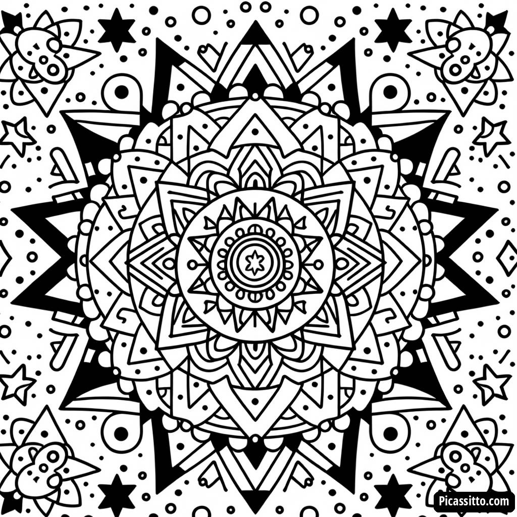 Page à Colorier Mandala Étoilé