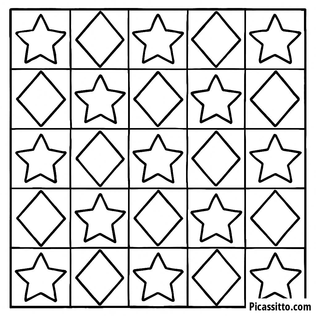 Pagina da Colorare Stelle e Diamanti