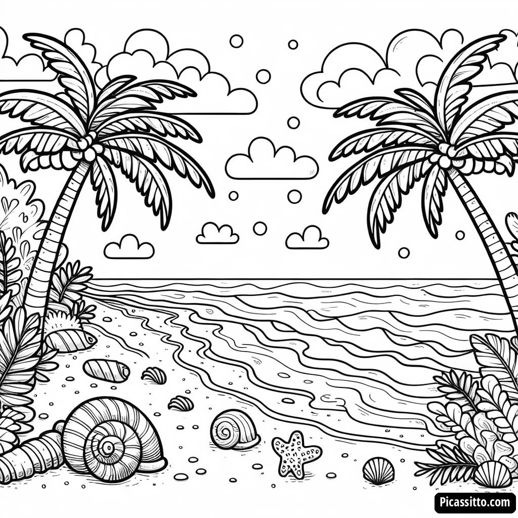 Раскраска Солнечного Пляжа