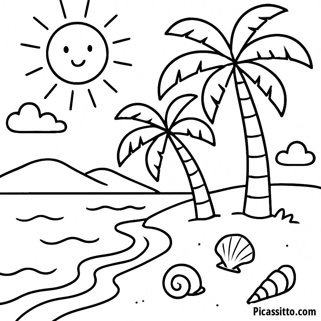 Sunny Beach Coloring Page