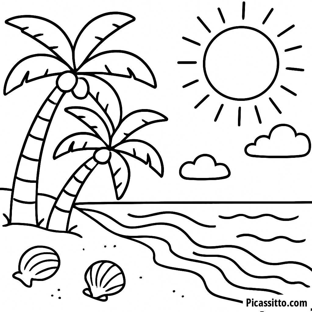 Sunny Beach Coloring Page