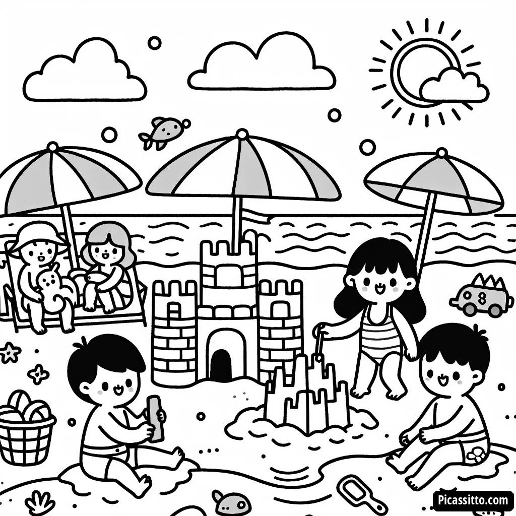 Sonniger Strandspaß Ausmalbild