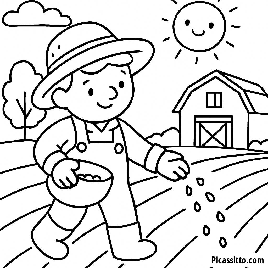 Sunny Farmer Coloring Page
