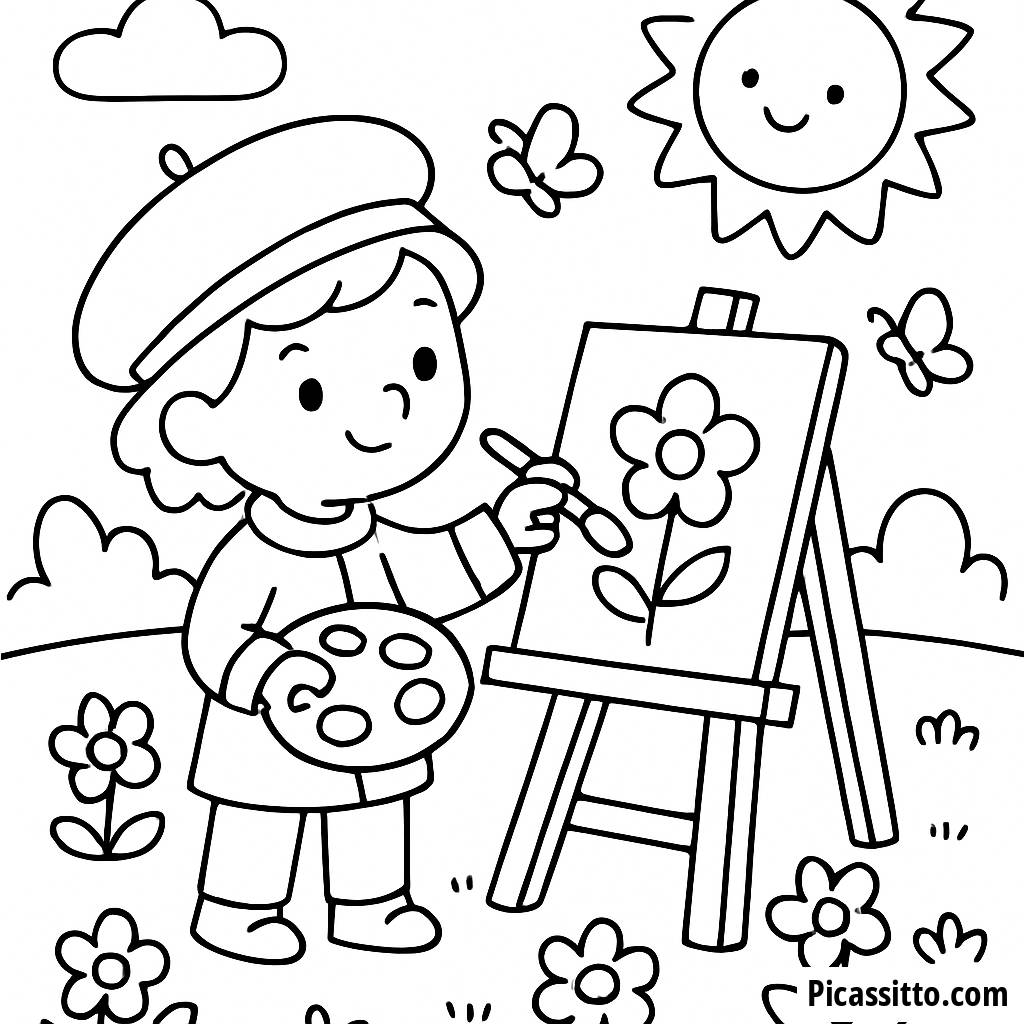 Malendenkmal im Sonnigen Park Ausmalbild