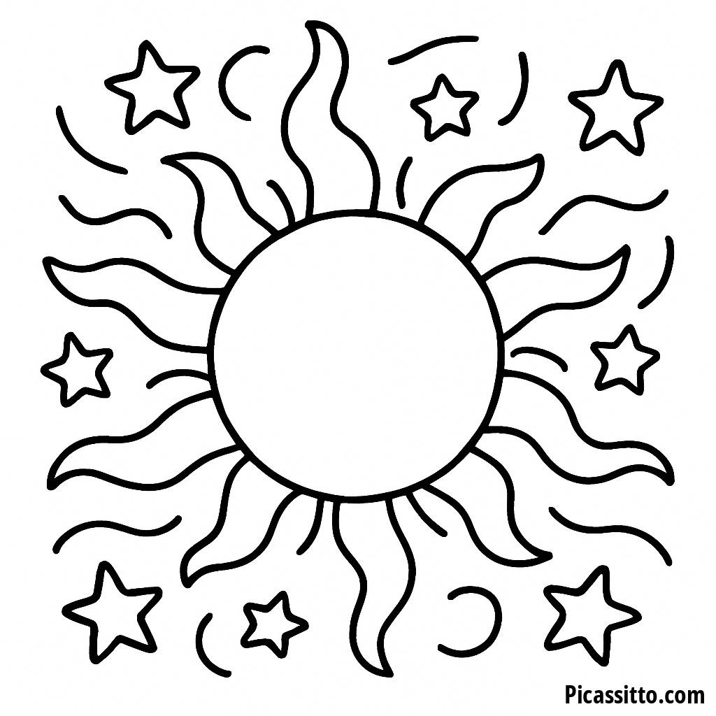 Ausmalbild: Sonne und Wellen