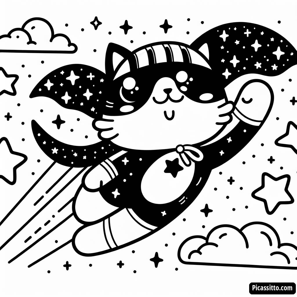 Superhelden-Katzen Ausmalbild
