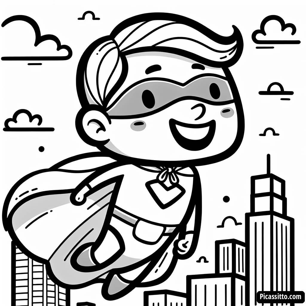 Раскраска Супергероя: Летите Над Городом!