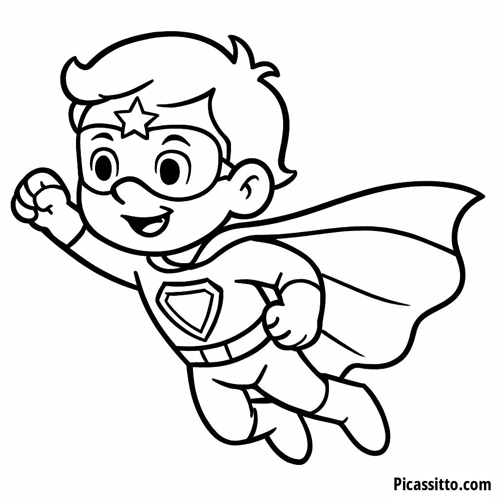 Página para Colorear de Superhéroe Volador