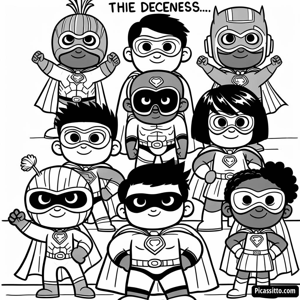 Page à Colorier de l'Équipe de Super-héros en Assemblée