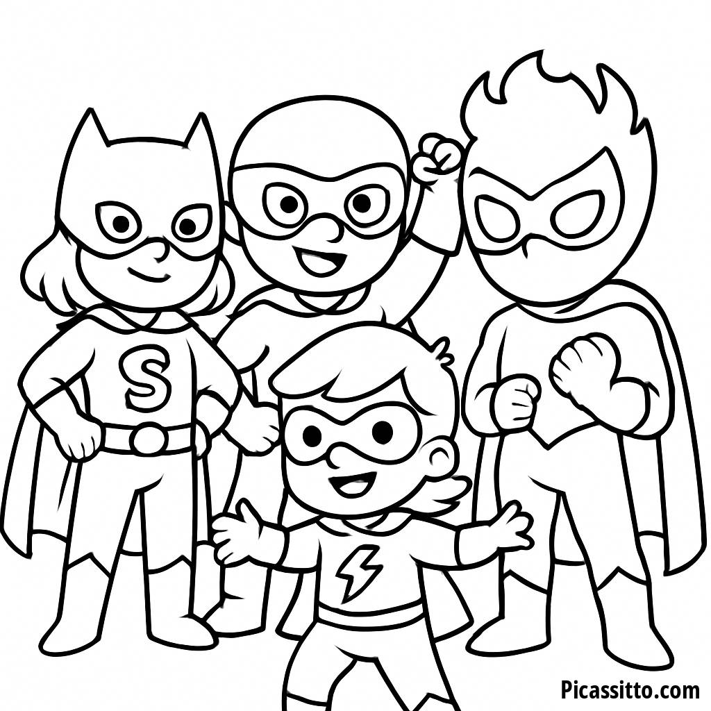 Superheroes Unite Coloring Page
