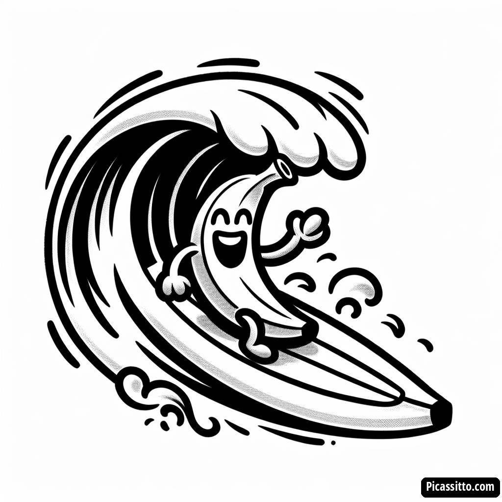 Page à Colorier de Banane Surfeuse