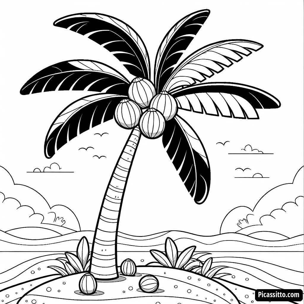 Pagina da Colorare della Palma Ondeggiante