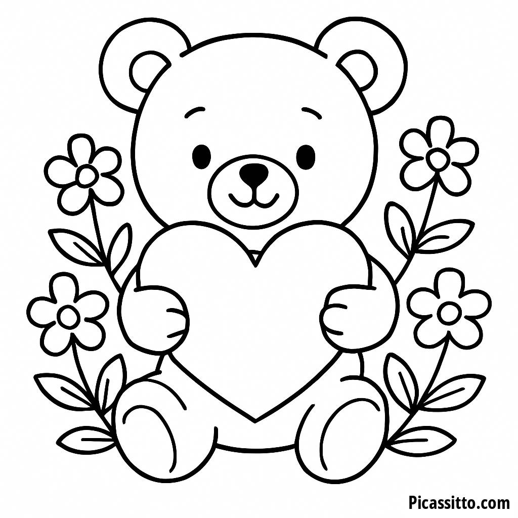 Pagina da Colorare dell'Orso Teddy