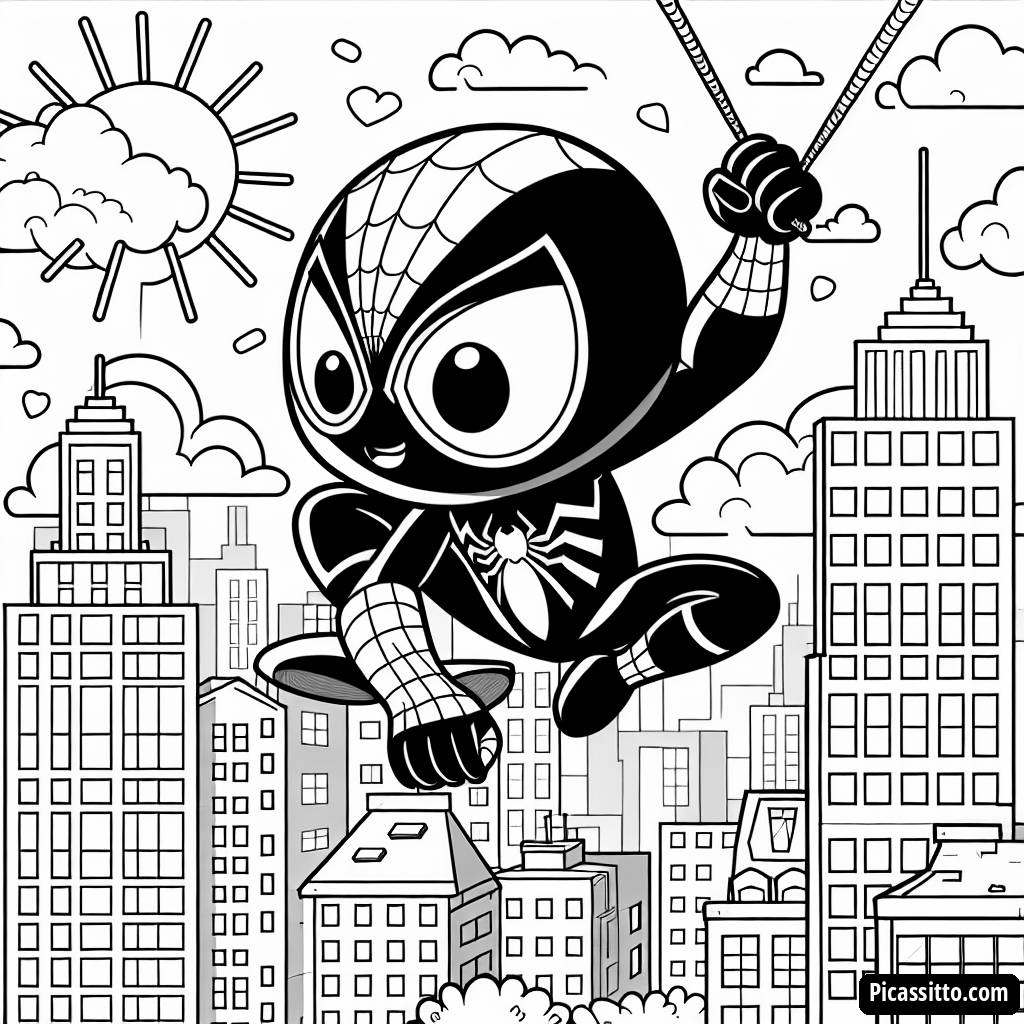 Раскраска Человека-Паука, Который Качается