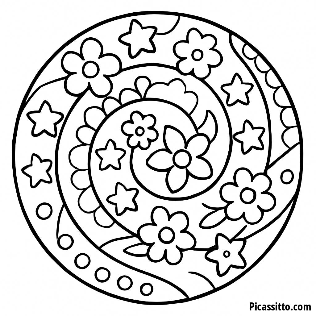 Pagina da Colorare Mandala Vorticoso per Bambini