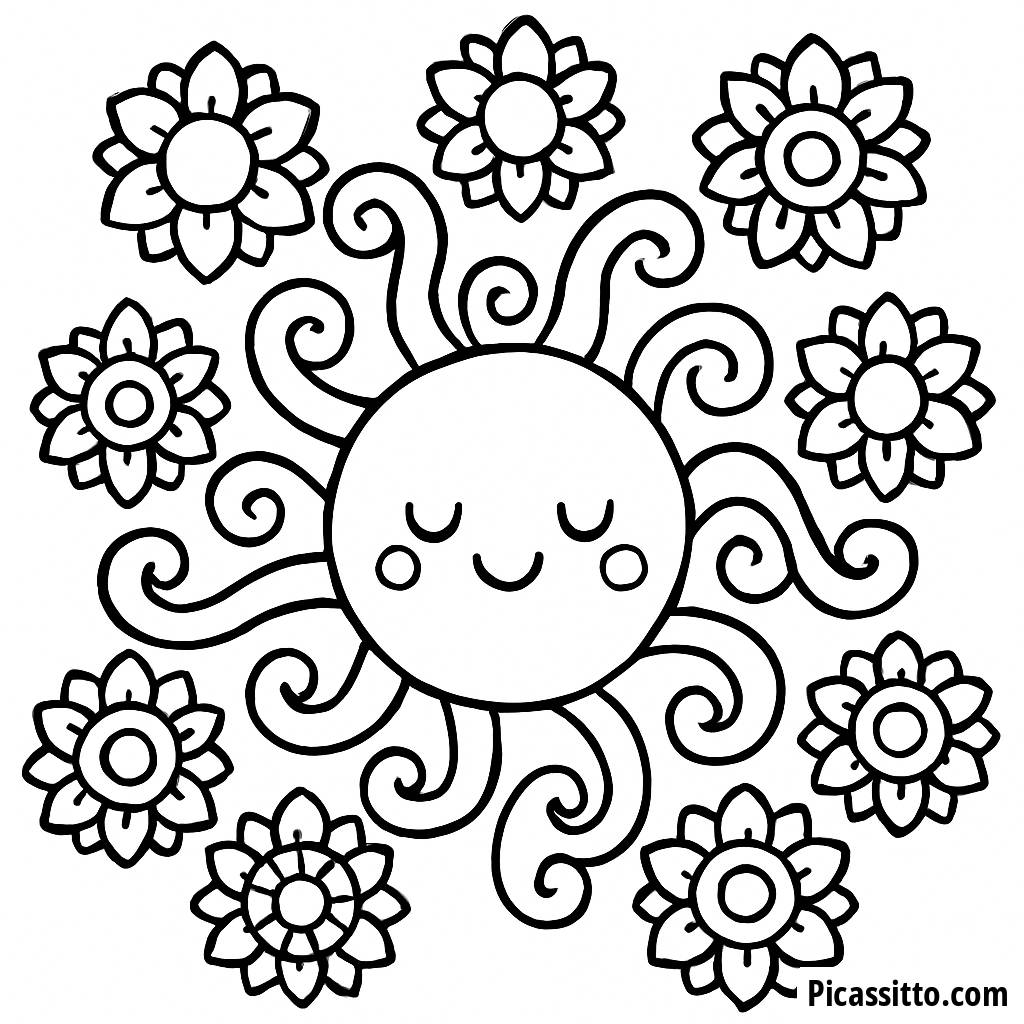 Swirling Sun Coloring Page