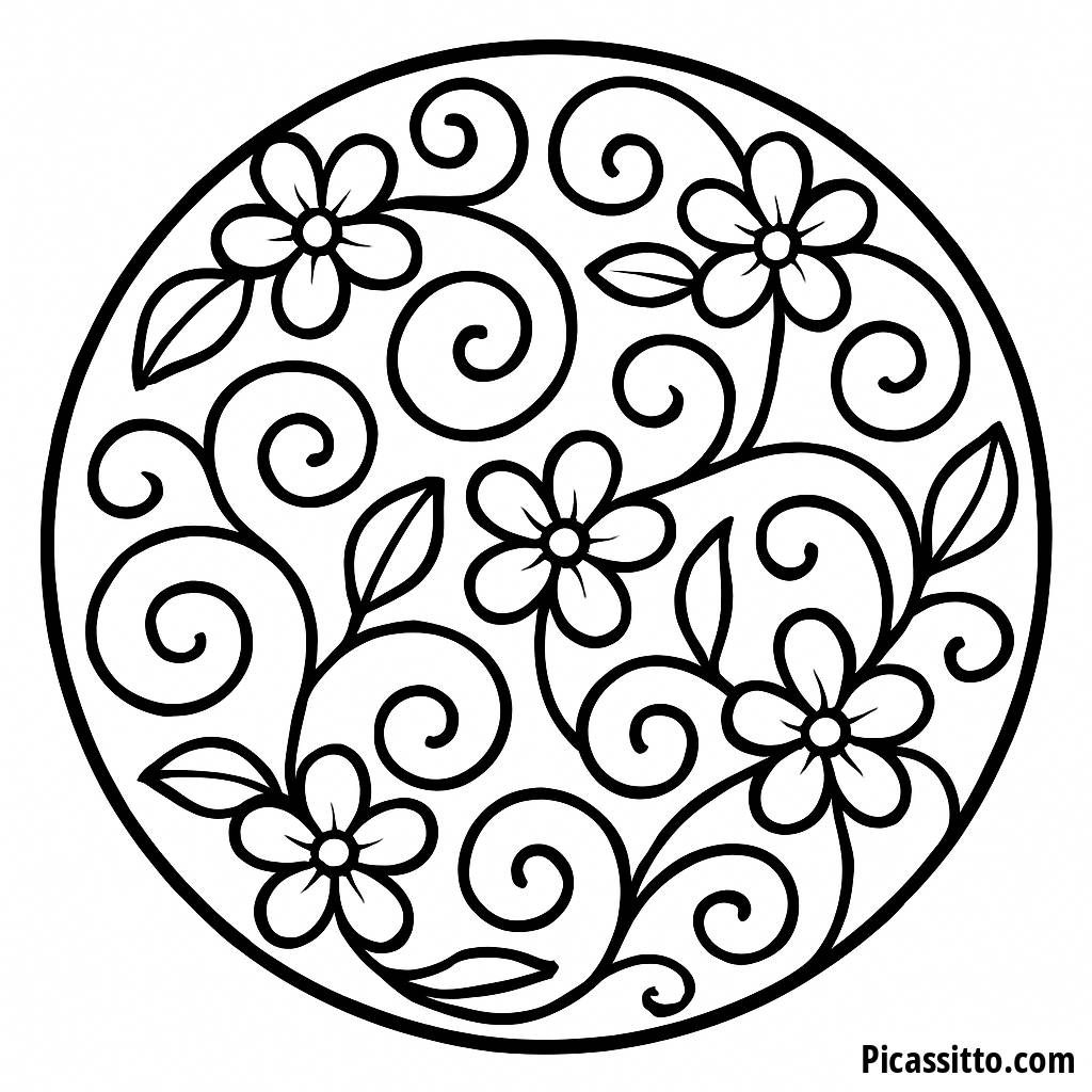 Pagina da Colorare Mandala con Viti Avvolgenti