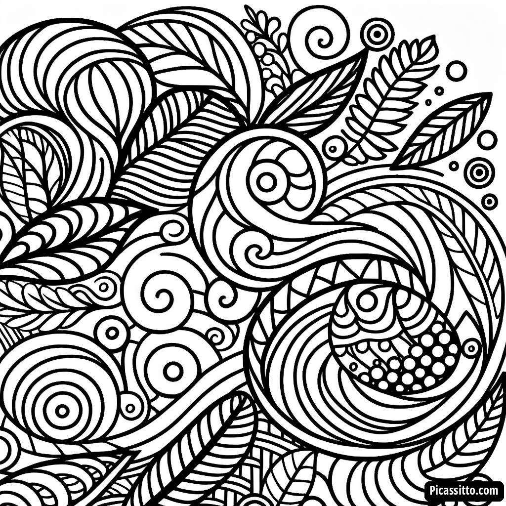 Swirling Zentangle Coloring Page for Kids