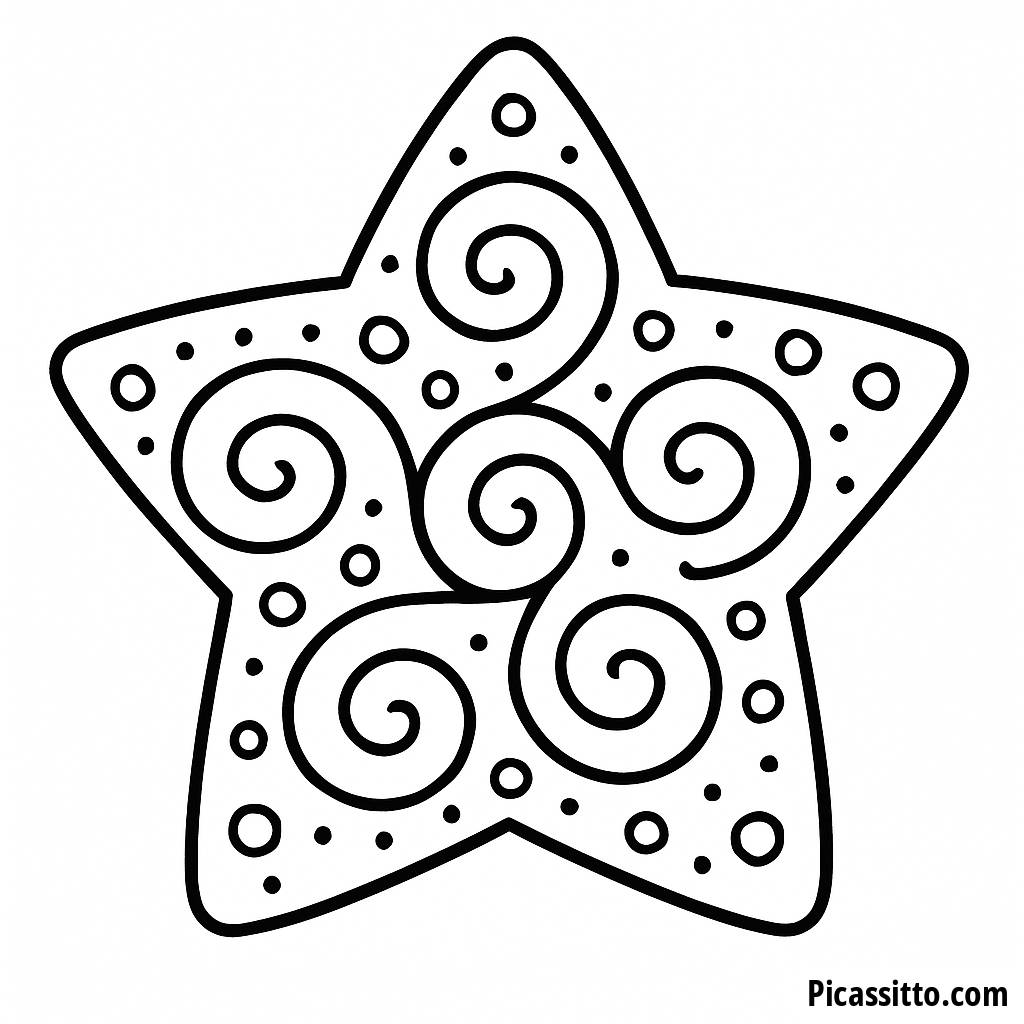 Página para Colorir Mandala Estrela com Espirais