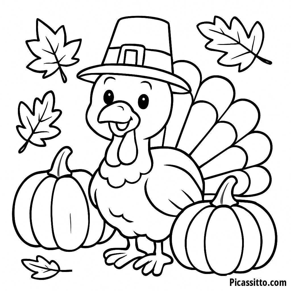 Página para Colorear de Pavo de Acción de Gracias