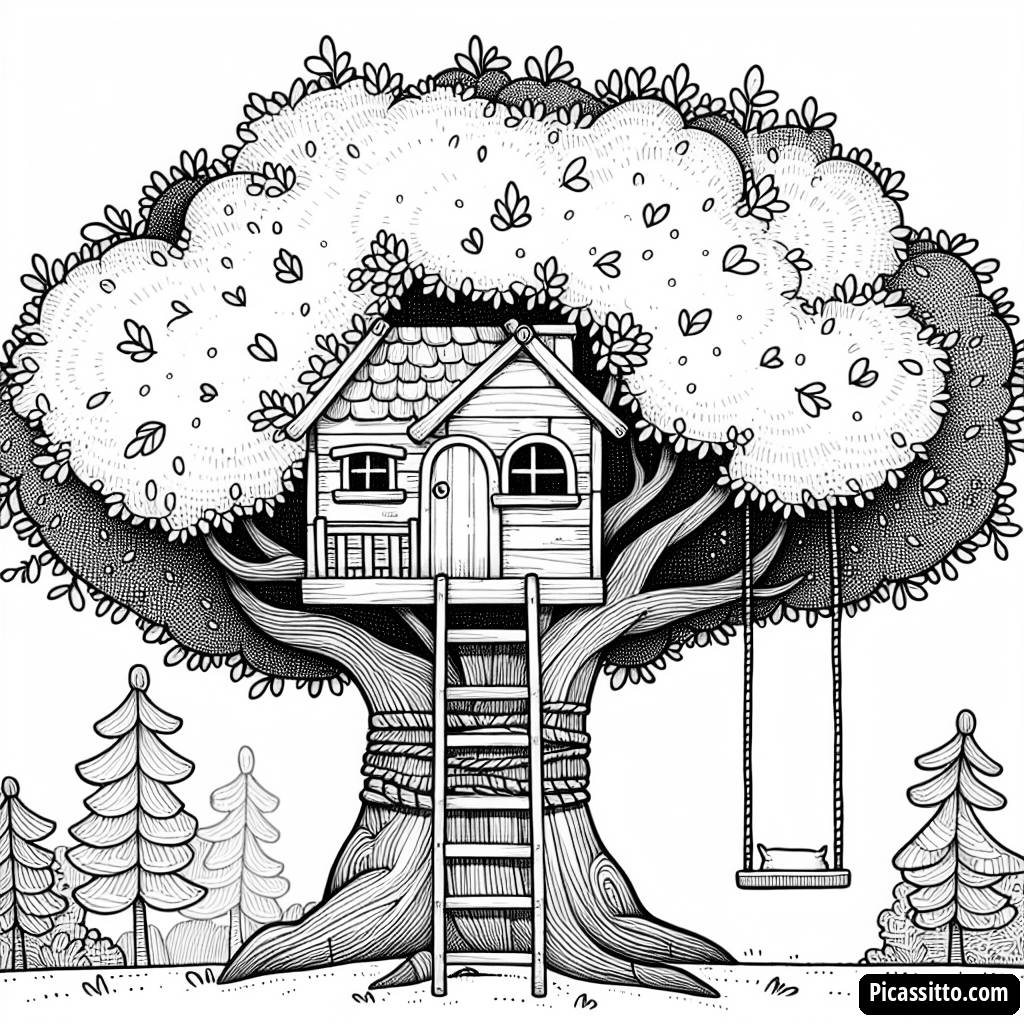 Page à Colorier Aventure dans l'Arbre