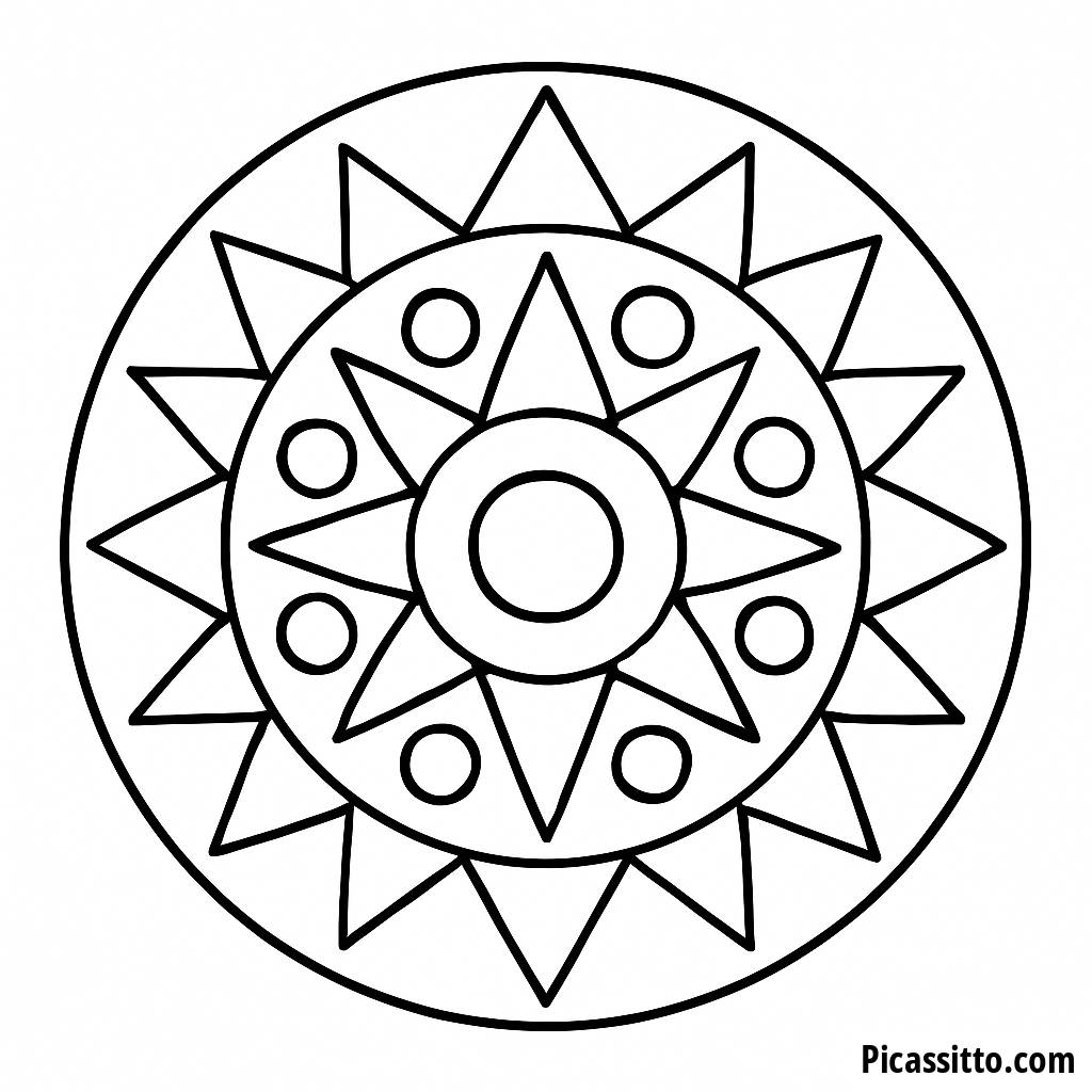 Mandala mit Dreiecken und Kreisen Ausmalbild