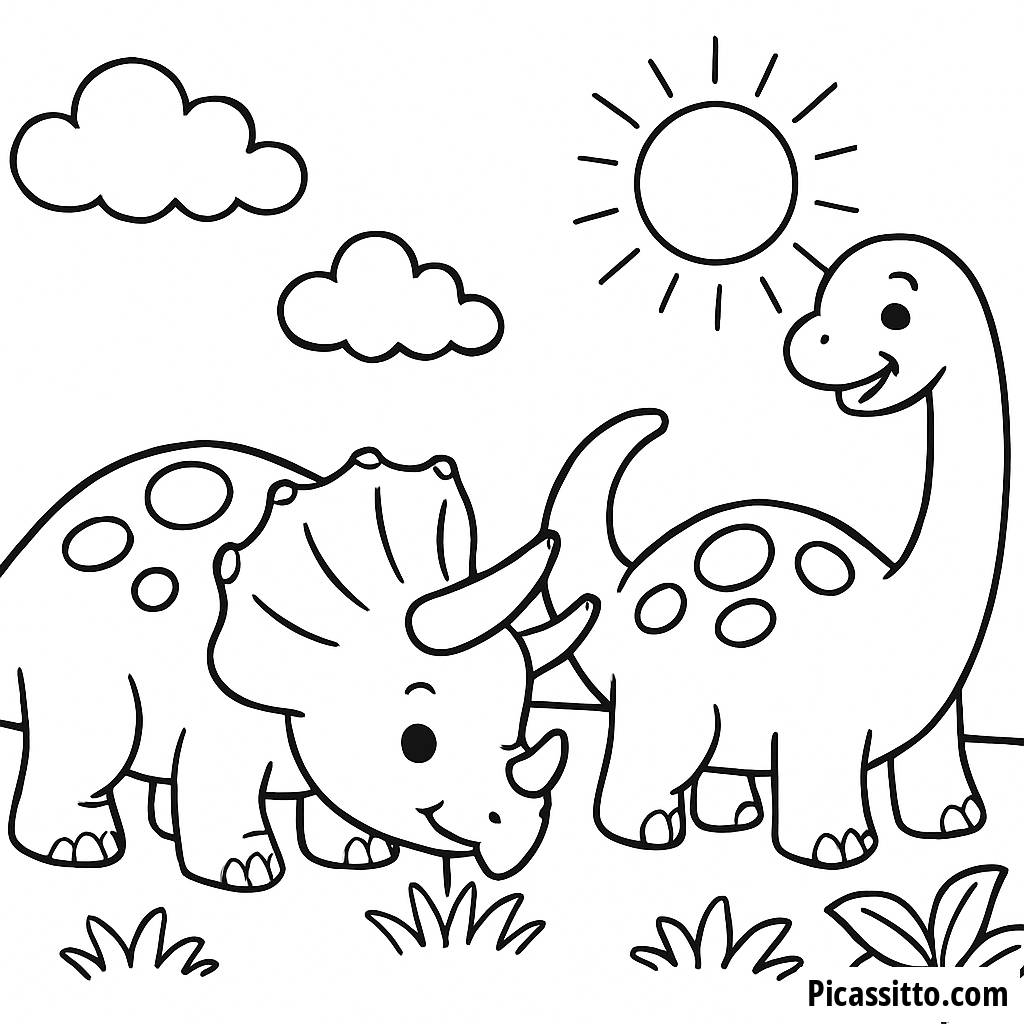 Triceratops & Brontosaurus Coloring Page