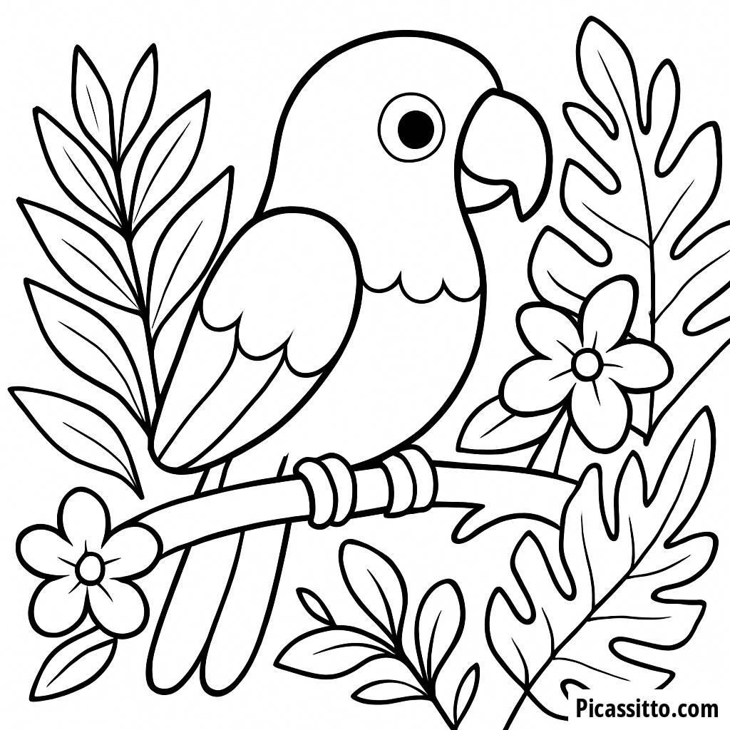 Tropical Parrot Coloring Page