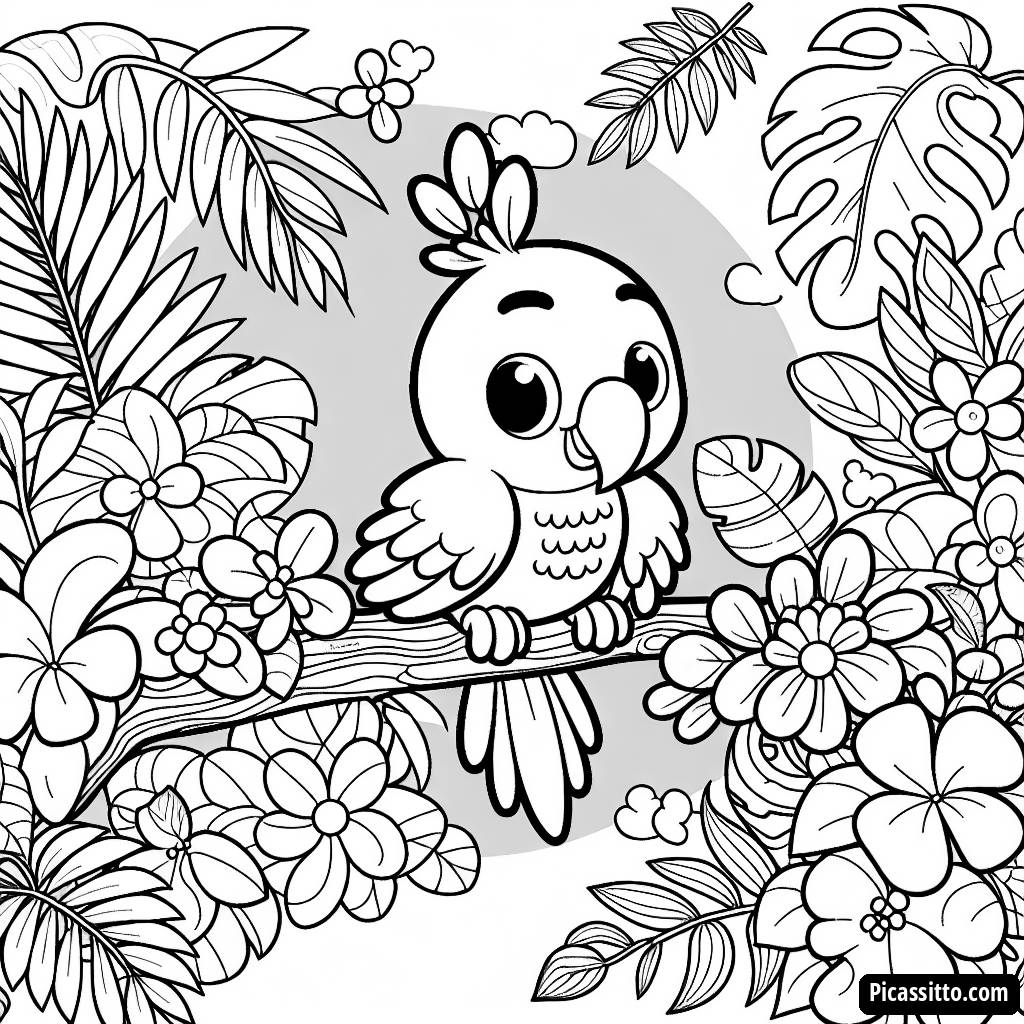 Раскраска Тропического Попугая