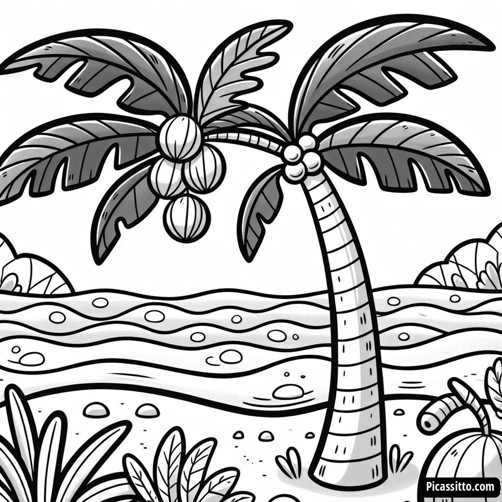 Pagina da Colorare di Palma Tropicale