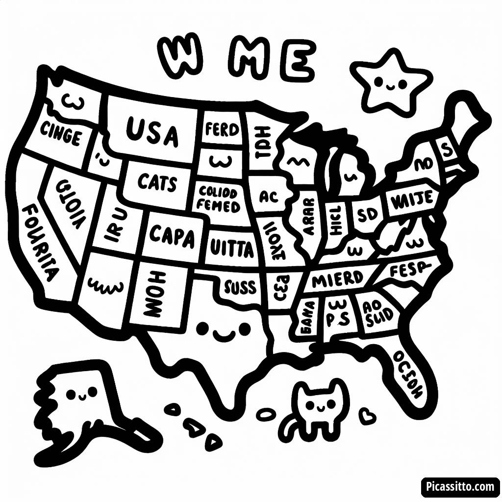 Página para Colorir do Contorno dos Estados Unidos