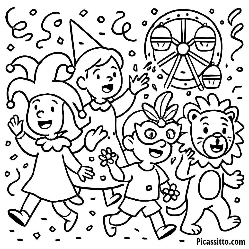 Vibrant Carnival Parade Coloring Page
