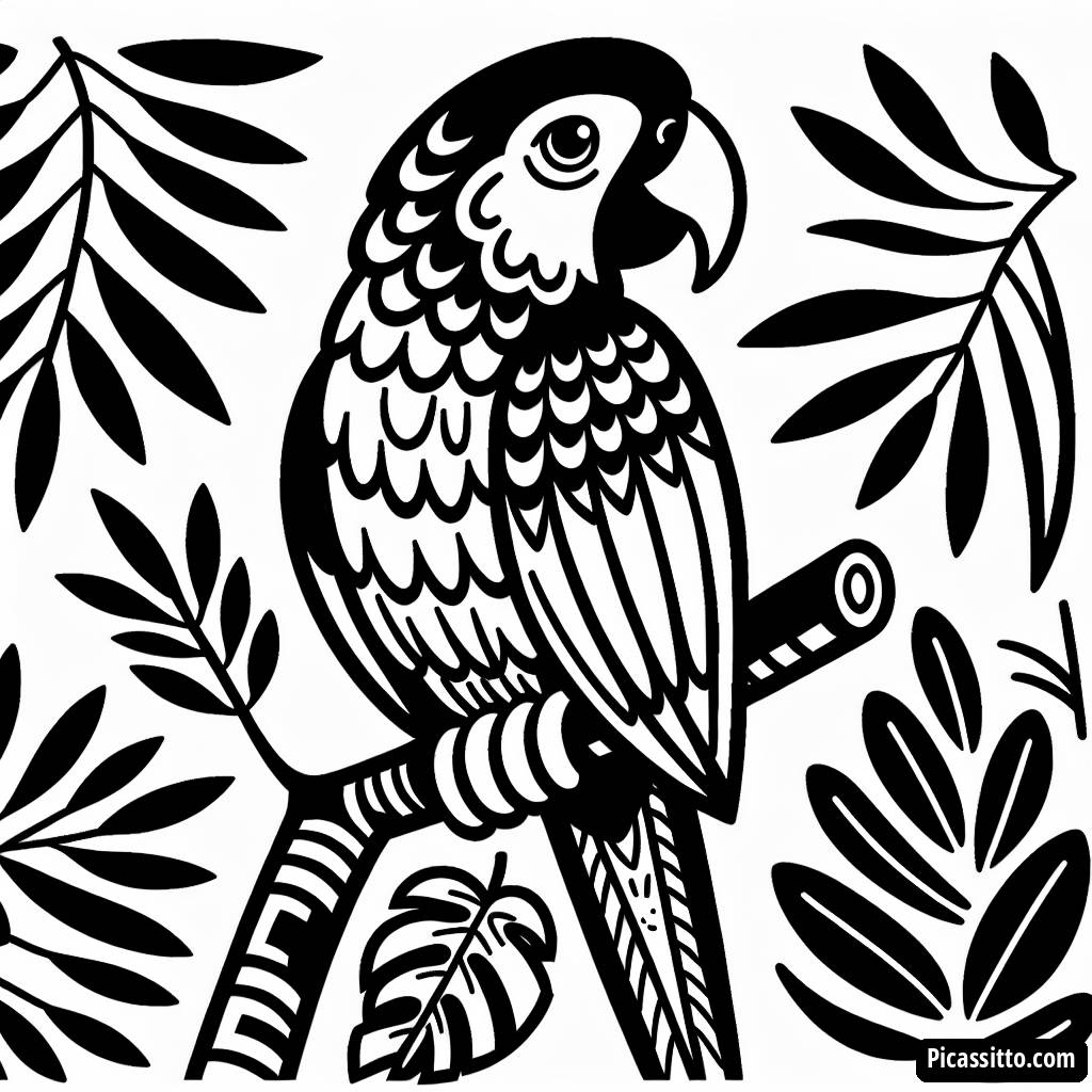 Раскраска Яркого Попугая