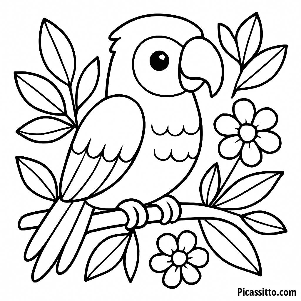 Page à Colorier de Perroquet Vibrant