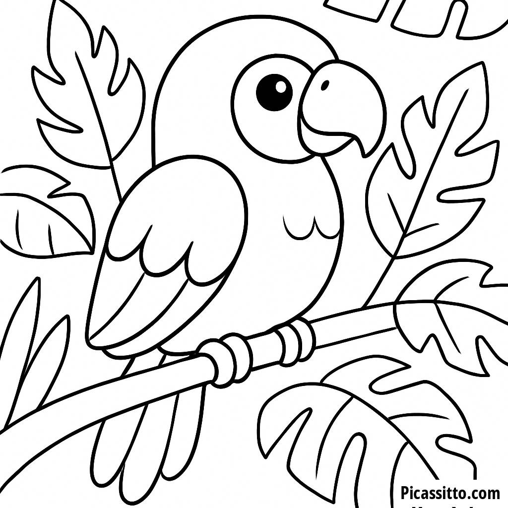 Página para Colorear de un Loro Vibrante