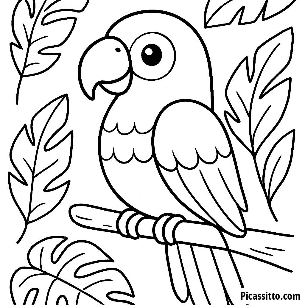 Página para Colorear de un Loro Vibrante