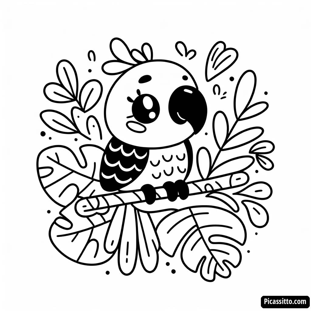 Bunte Papagei Malvorlage für Kinder